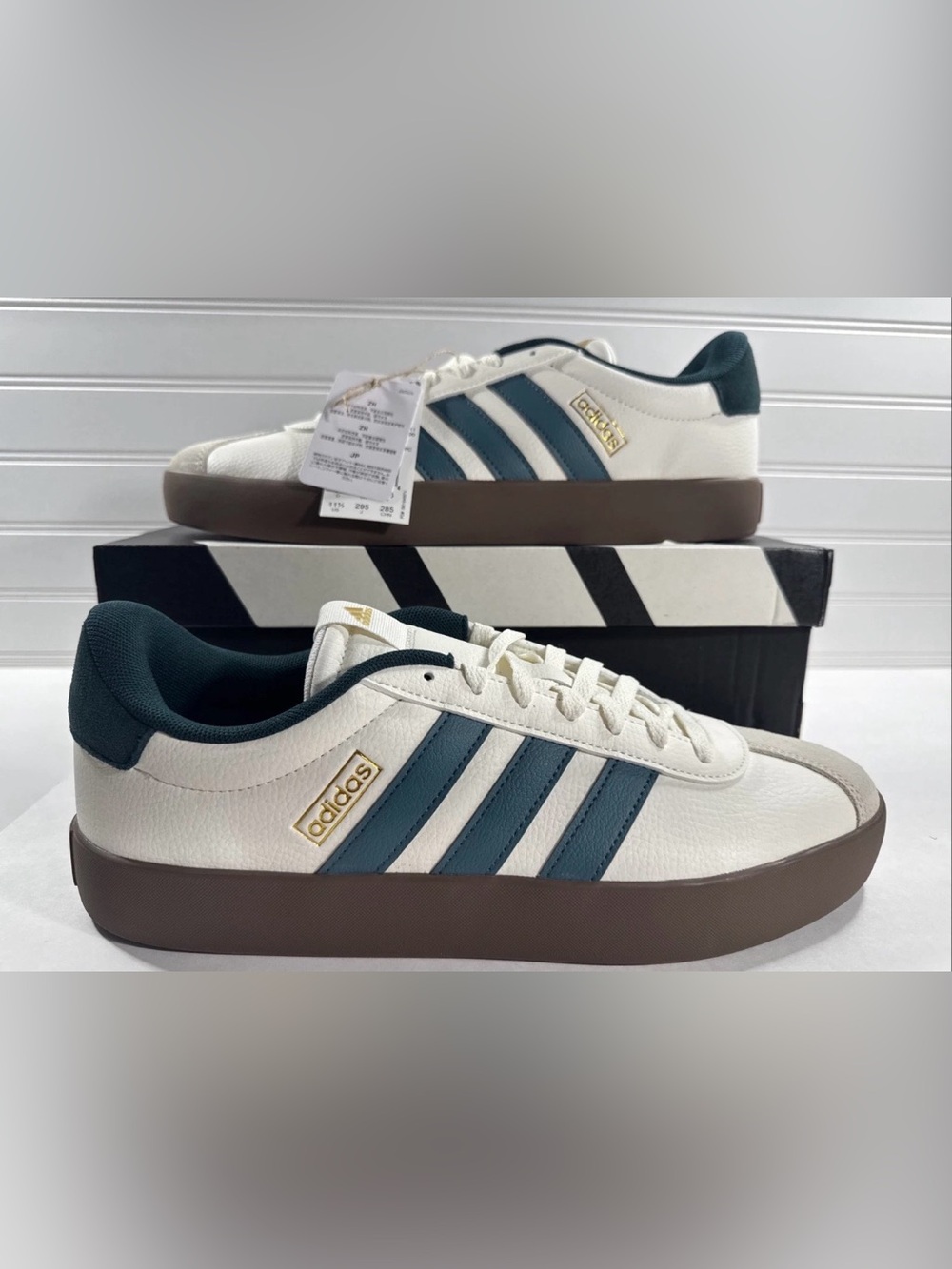 Adidas VL Court 3.0 Shoes White Green Teal Gum Sole Casual JR8635 Mens 11.5